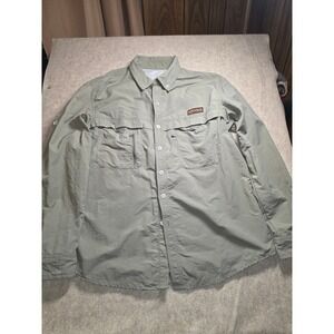 Lincoln Outfitters Mens Fishing Shirt Medium Green Long Sleeve Roll Tab Vented